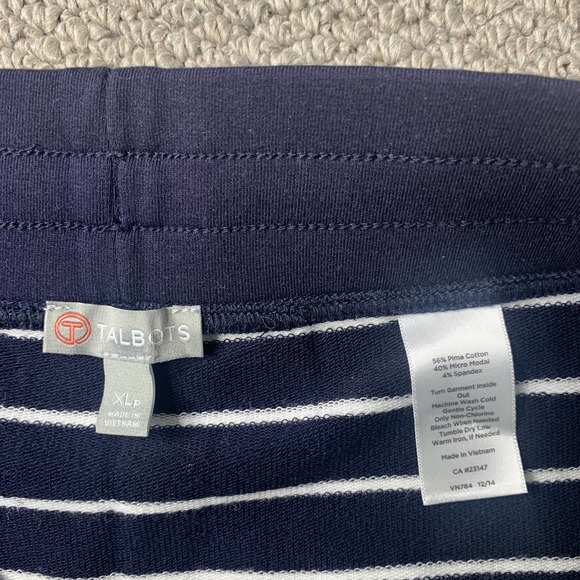 Talbots Womens Skirt Size PXL Blue/White Striped Drawstring Unlined Straight - Picture 9 of 10